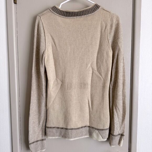 Shorn Cashmere Mixed Beige Textured Pullover Lightweight Sweater - Picture 5 of 5